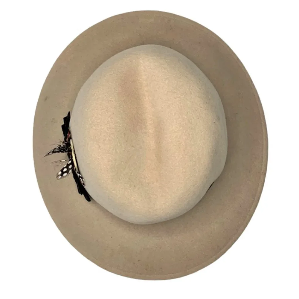 Adolfo Women's Fedora Tan with Feather